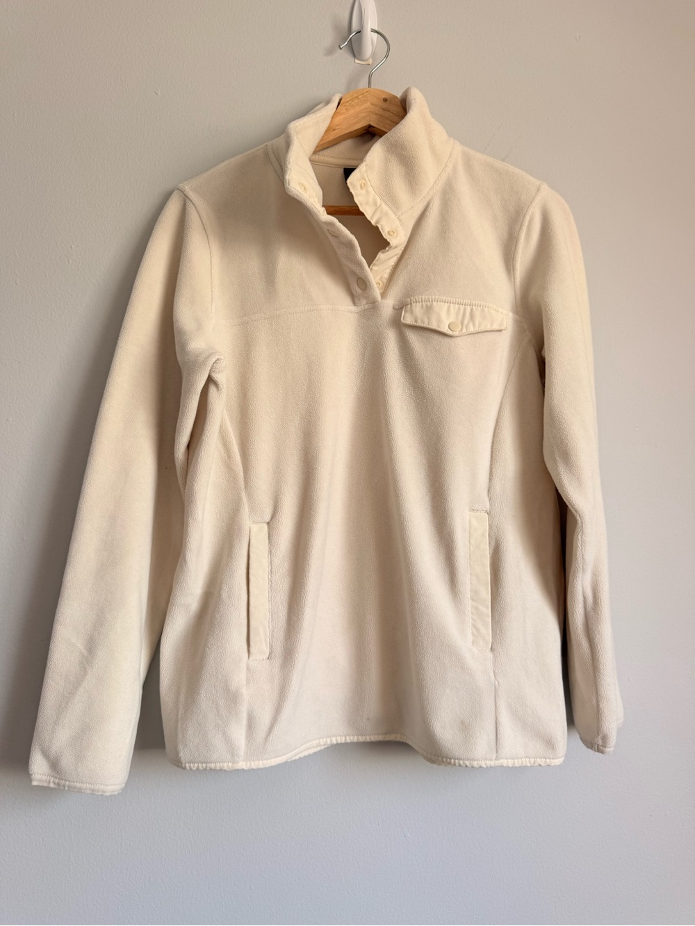 32 Degrees Heat Cream Fleece Snap Button Pullover Sweater Small